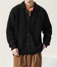 Mens Winter Warm Knit Cardigan Sweater Casual Long Sleeve Jacket Coat Outwear