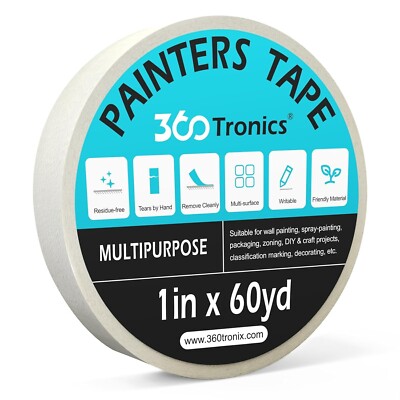 Painters Tape White Multi-Surface Tape, 1 in x 60 yards per roll, Easy to Remove
