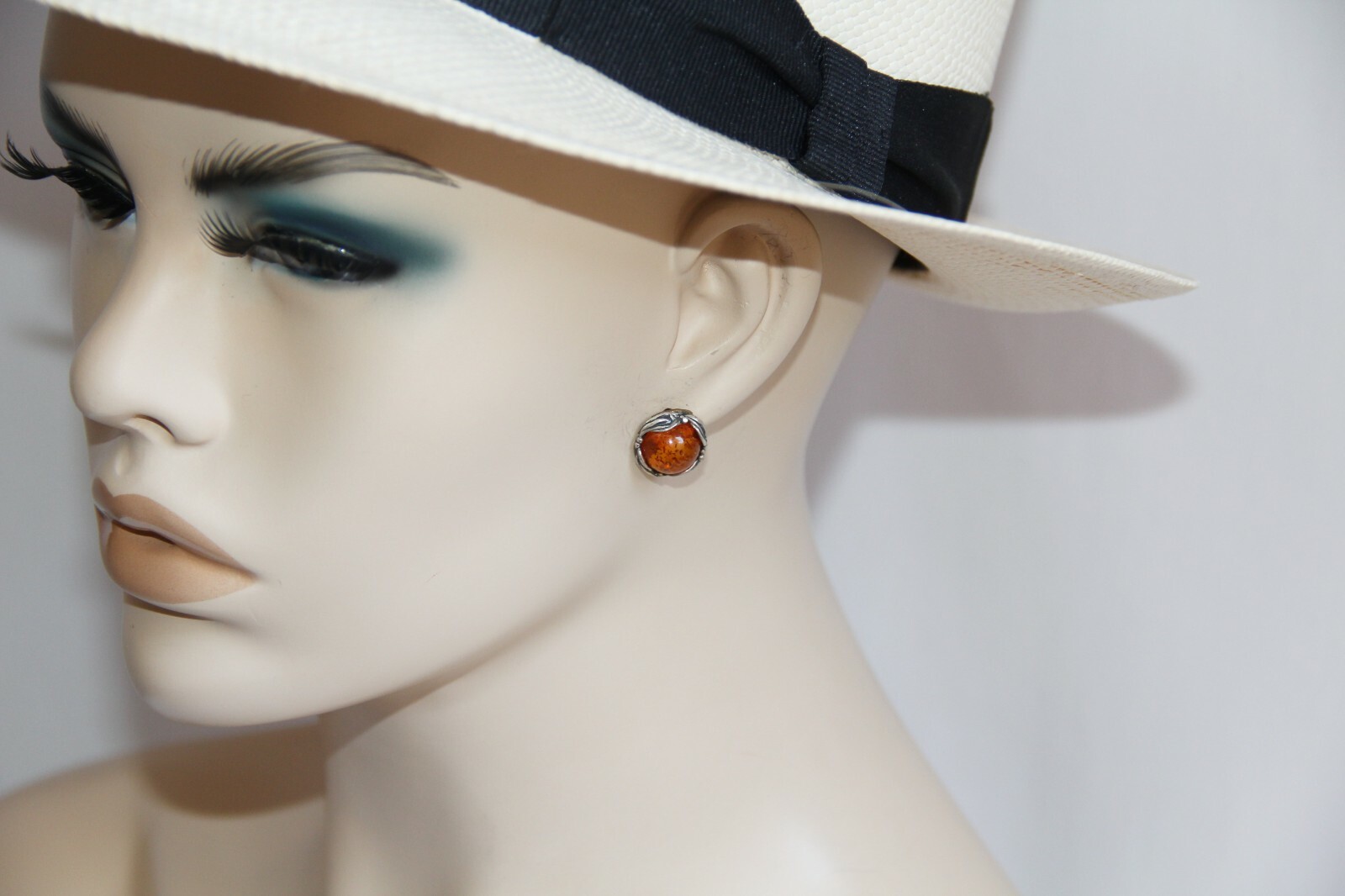 Sterling Silver Amber Post Earrings - image 1