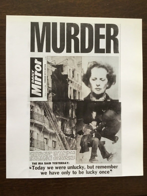 KLEINES POSTER/ZEITUNGSSEITE (8,5 x 7 ) 1984 I.R.A. BOMB BRIGHTON S GRAND HOTEL