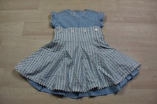Vintage Youngland 1950's Dress Girl Baby 24 Months w/Gingham Check Apron Blue