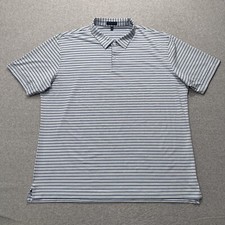 Peter Millar Crown Crafted Polo Shirt Men  s 2XL Baby Blue Striped Performance