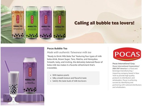 Pocas Bubble Tea with Tapioca Pearls, Variety Pack 8 can(16.5oz) BOBA TEA - Picture 5 of 5