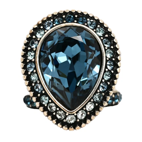 BRIGHTON Original Vintage Signed Designer Swarovski Crystal Raindrop Estate Ring
