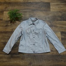 Chico's Silver Gray Lightweight Jacket / Size 1 / Button Up with Side Pockets