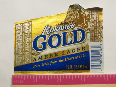 Bier Etikett: Columbia Brauerei Kokanee Amber Lager ~ Creston, British Columbia