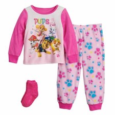 NWT Paw Patrol Toddler Girl Pajama Set Shirt Pant Sock 3T 4T Marshall Skye Pink