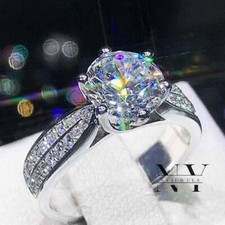 2.50 CT Round Cut Moissanite Solitaire Engagement Ring Solid 14K White Gold