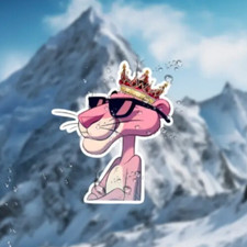 Pink Panther cool king Cartoon Car Bumper Sticker Decal 7cm laptop phone cup