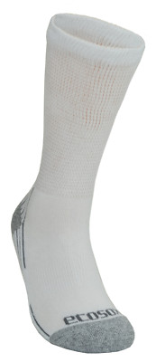 3 pair ECOSOX Diabetic Viscose Bamboo Crew W/ Arch Support  10-13 Large  White