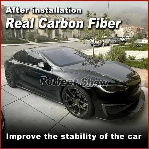 For Tesla Model S Plaid 21-24 REAL Carbon Front Bumper Lip Side Skirts Diffuser - Bild 8 von 18