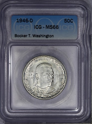 1946-D Booker T. Washington Half Dollar 50c ICG MS66 - Picture 1 of 2