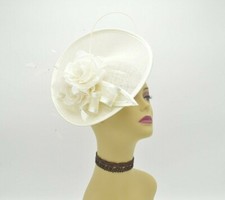 M8184 Ivory Kentucky Derby Church Wedding Easter Tea Party Sinamay Fascinator