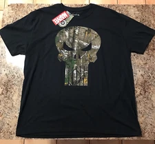 Marvel Punisher T-Shirt Mens 2XL Black Camo Realtree Short Sleeve Super Hero NWT