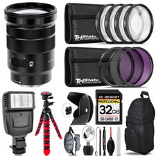 Sony E PZ 18-105mm f/4 G OSS Lens Flash Tripod More - 32GB Kit Kit