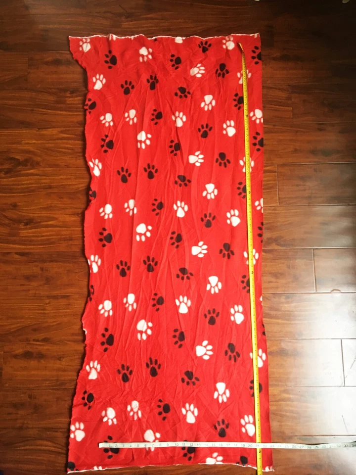 Out-Of-Print PAWS Black & White on RED Fleece Fabric 22 inches X 5 FEET - Image 2 of 3