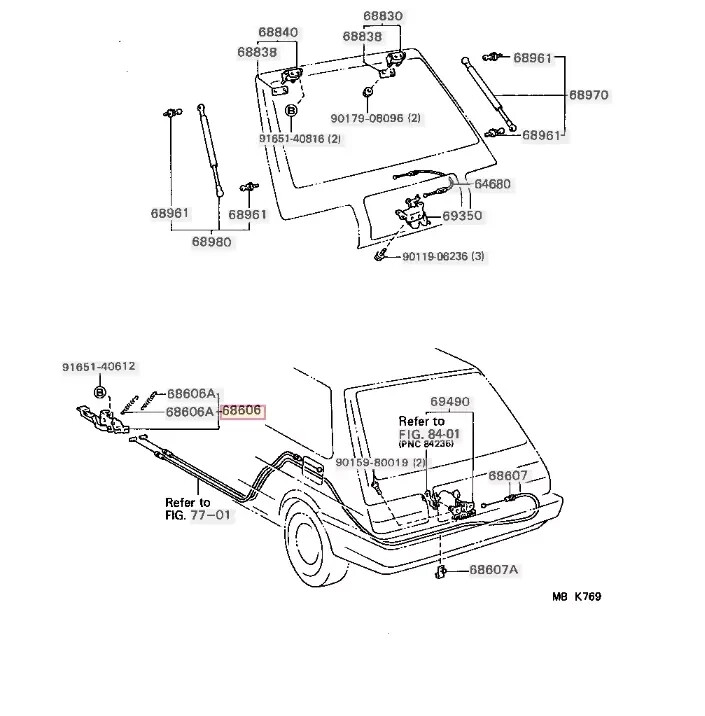 TOYOTA Genuine OEM Back Door Lock Open Lever 64606-12050 Corolla