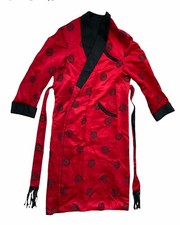 Vintage Chinese Robe Red Black Satin with Belt USED