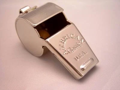AMERICAN CLASSIC NICKEL PLATED BRASS WHISTLE USA TEAM GYM VOLLEYBALL BASKETBALL