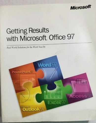 Obtener resultados con Microsoft Office 97 libro de instrucciones de computadora vintage 1997