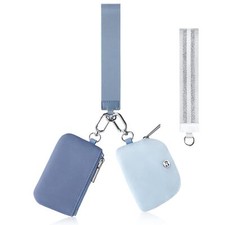 Zip Around Dual Pouch Wristlet Wallets for Women With 2 Detachable Keychains ...