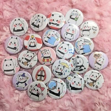 Kawaii Harajuku Panda Bear Pins or fridge Magnets -1.25" inch pinback badges