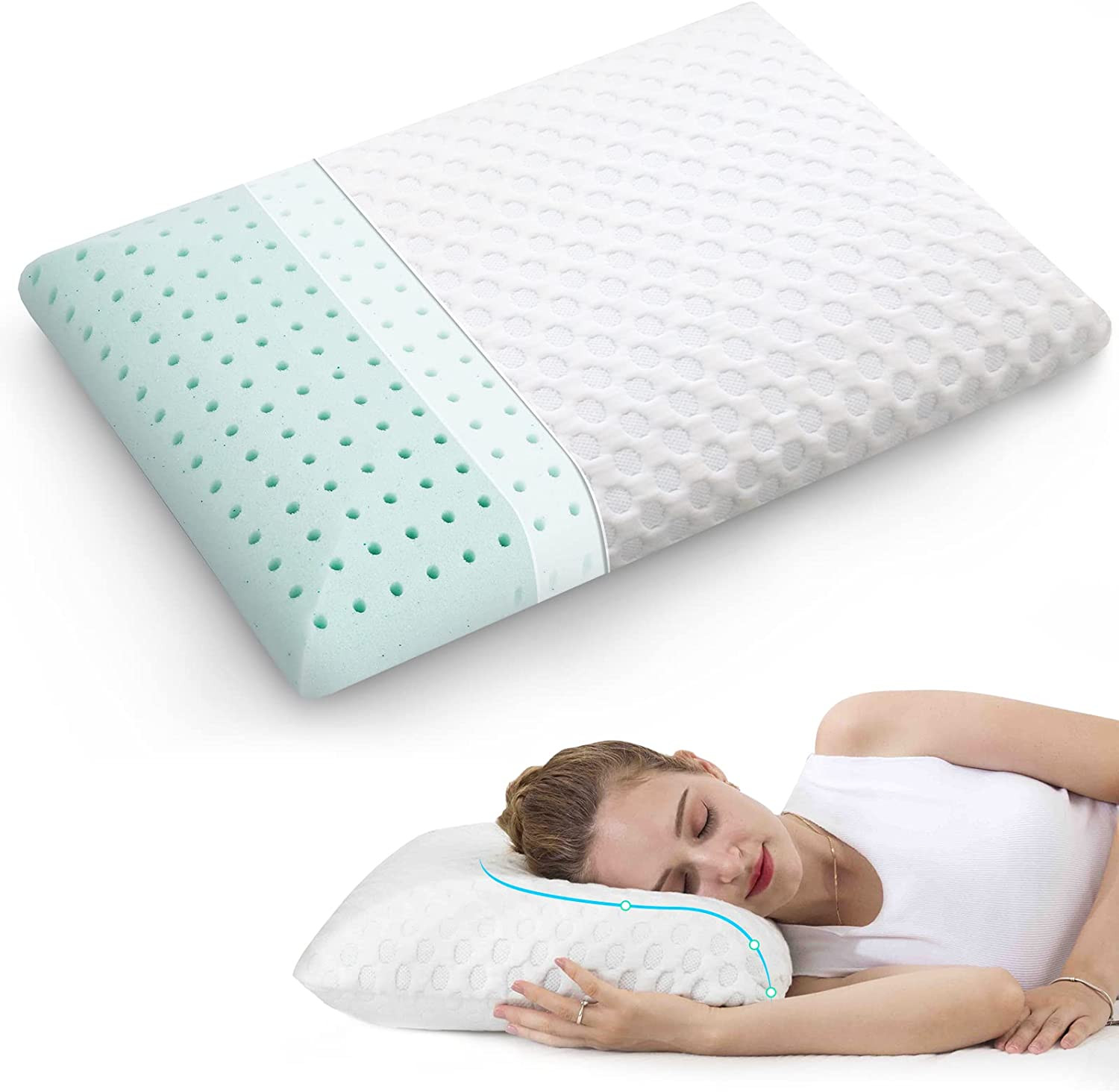 Memory Foam Pillows Side Sleeper Pillow Neck Pillows for Pain Relief Medium Firm