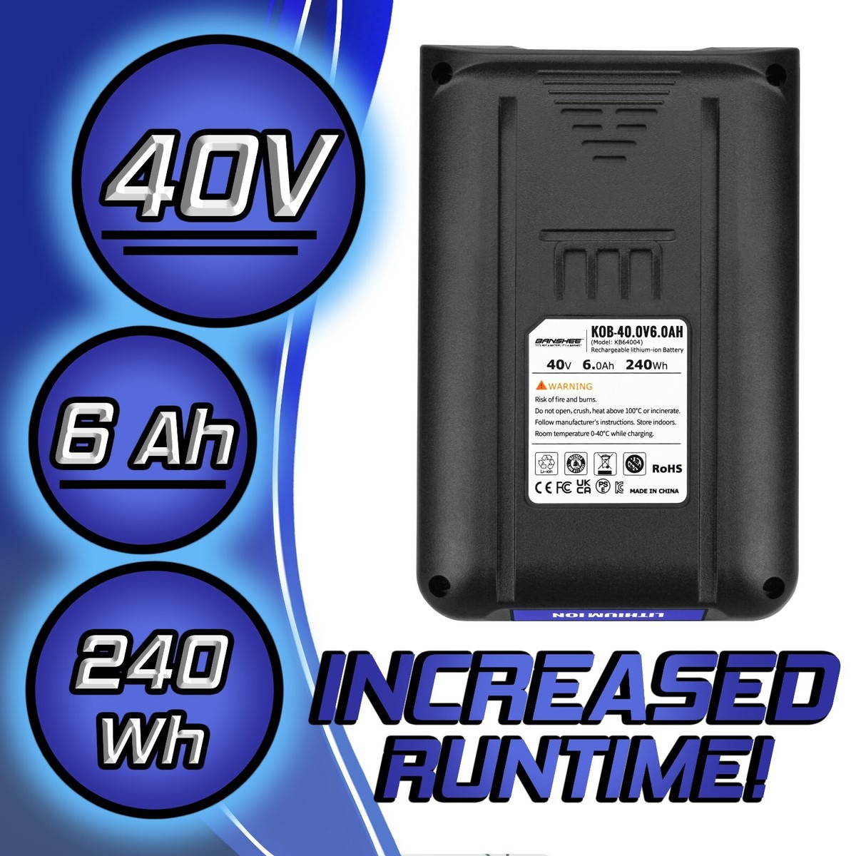 Banshee replaces Kobalt 40 Volt Amp Lithium Ion Li-Ion Power