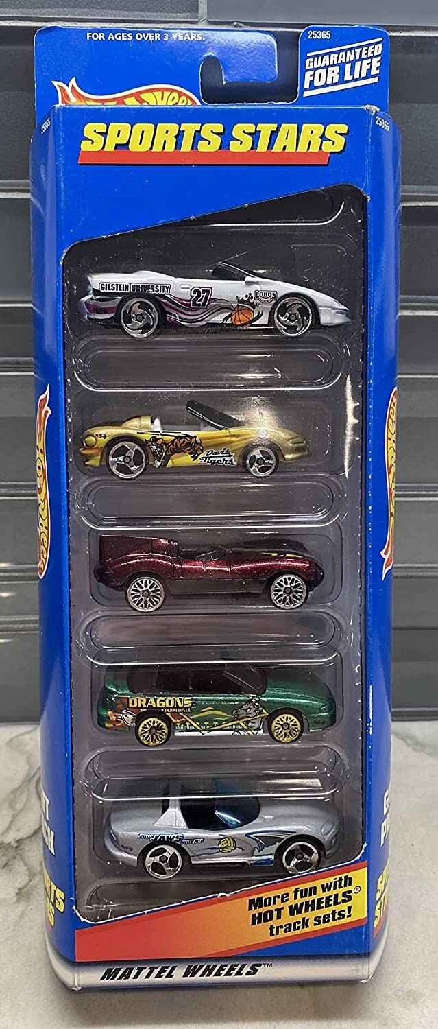 Hot Wheels 1998 Sports Stars 5 Car Gift Pack!
