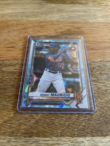 2021 Bowman Chrome Draft Sapphire Blue Atomic Refractor Ronny Mauricio /99 - Picture 3 of 3