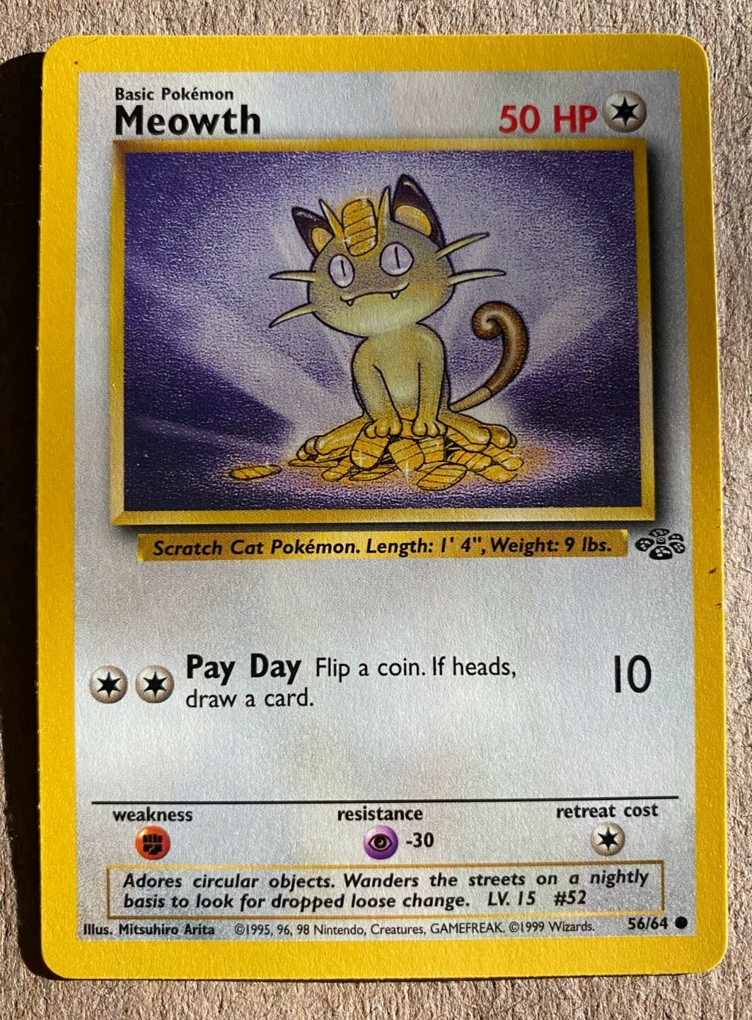 Pokémon TCG Meowth Jungle 56/64 Regular Unlimited Common NM
