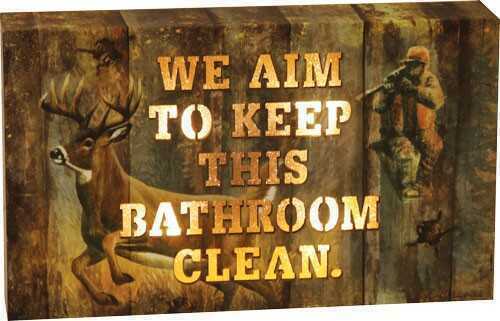 Rivers Edge LED Lights Sign Box, 8x5 Inches "We Aim To Keep This Bathroom Clean"