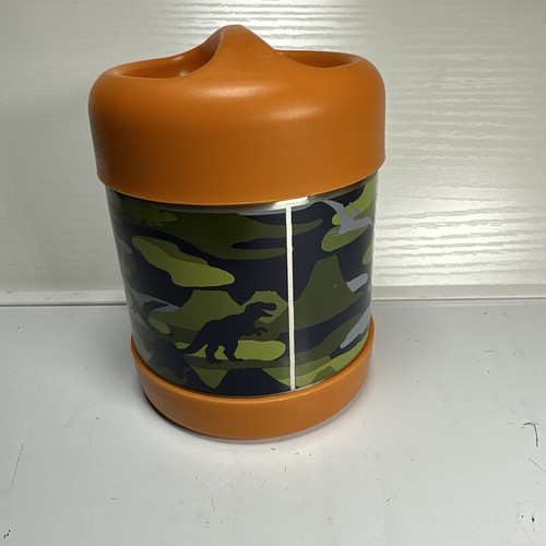 Pottery Barn Kids 10 Oz Thermos Orange Green Dinosaurs - Picture 2 of 9