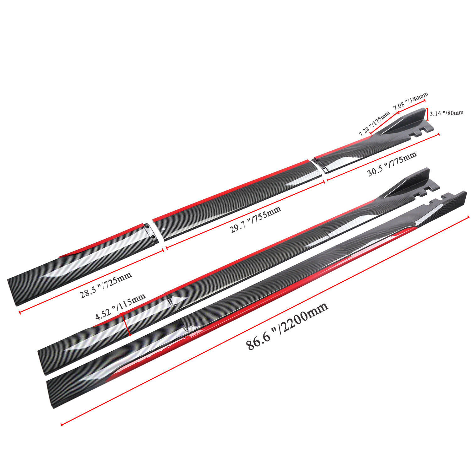 For Bentley Continental Carbon Fiber 86.6" Side Skirt Extension Spoiler Splitter