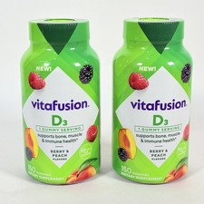 2 PACK - vitafusion Vitamin D3 Gummy Vitamins 150 Ct Berry  Peach EXP 02/2027 