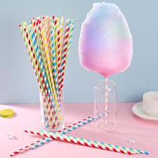 100 Pcs 13.8 Inch Cotton Candy Cones Colorful Cotton Candy Sticks for Party