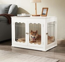 Wooden Dog Crate Dog House Heavy Duty Metal Bar Dog Kennel Side End Table