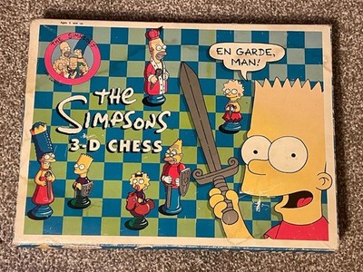 Vintage 1991 The Simpsons 3D Chess Set Complete Board Game Classic SUPER CLEAN!!