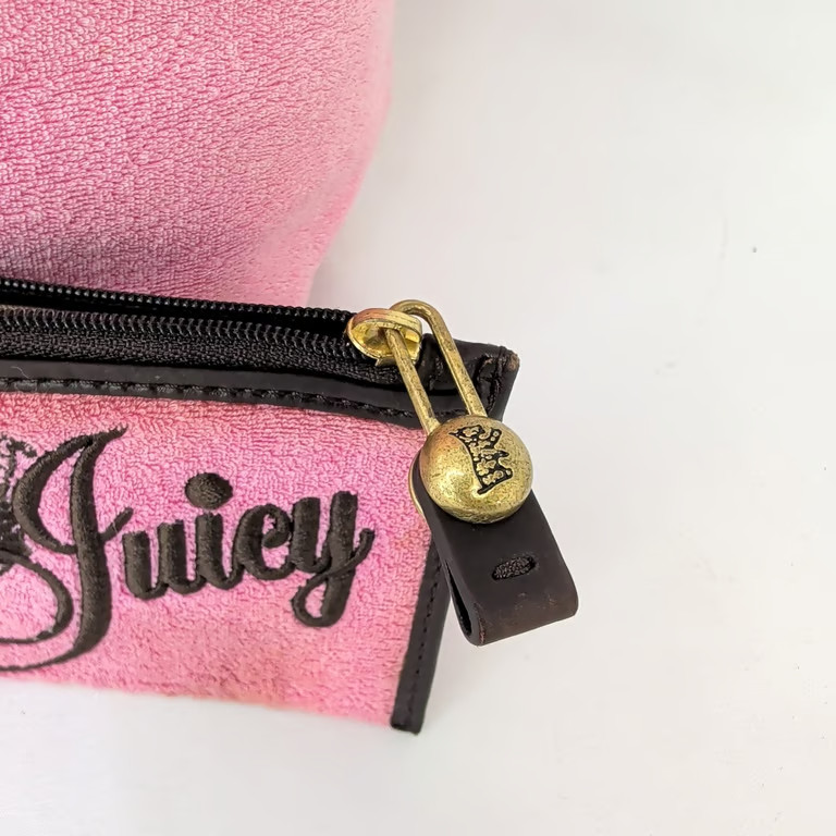 Juicy Couture Pink Terry Cloth Daydreamer Tote Bag Crown Logo with