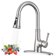 Vintage Kitchen Faucet with Pull Down Sprayer, Stainless Steel 1 or 3 Hole Hi...