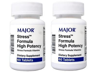 Major High Potency Stress Formula Vitamins Dietary Supplement 60 Tablets 2 Pack