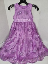 Disney Princess Girls Ball Gown Purple Sequin Floral Tulle Dress 6X Sleeveless