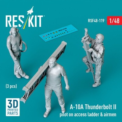 A-10A Thunderbolt II pilot on access ladder & airmen (3 pcs) (3D Printed) / 1:48