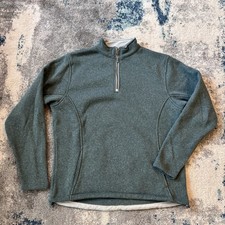 Peter Millar Crown Sport Fleece 1/4 Zip Pullover Green Sweater Golf Size M Warm