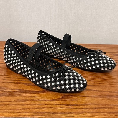 Cape Robbin Lauralee Black Rhinestone Mesh Mary Jane Ballet Flats Womens 10 New