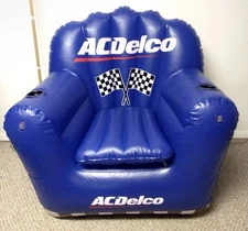 Inflatable Blue AC Delco GM Parts Cooler Chair NIB Promo Cup Holders Sevylor NOS