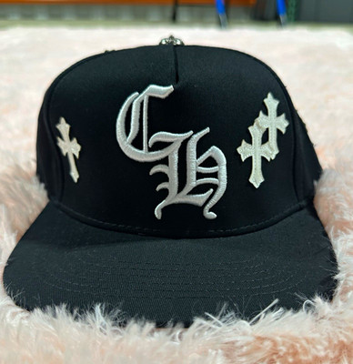 Chrome Hearts Black/White Embroidered Cross Logo Cap Adjustable