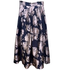 ELIZA J Long Skirt Size 12 Floral Tapestry Navy Pink Formal Evening Full Maxi 
