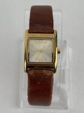 Lorus LR0702 22mm Gold Tone Quartz Watch w/Brown Leather Band New Battery