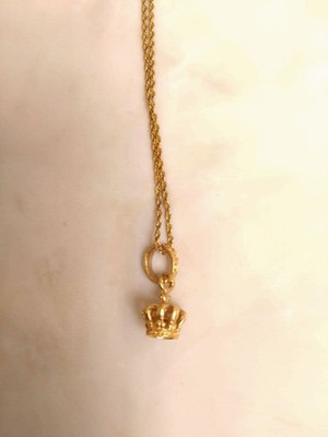Courreges Gold Krone Anhänger Halskette Vintage Damen Schmuck